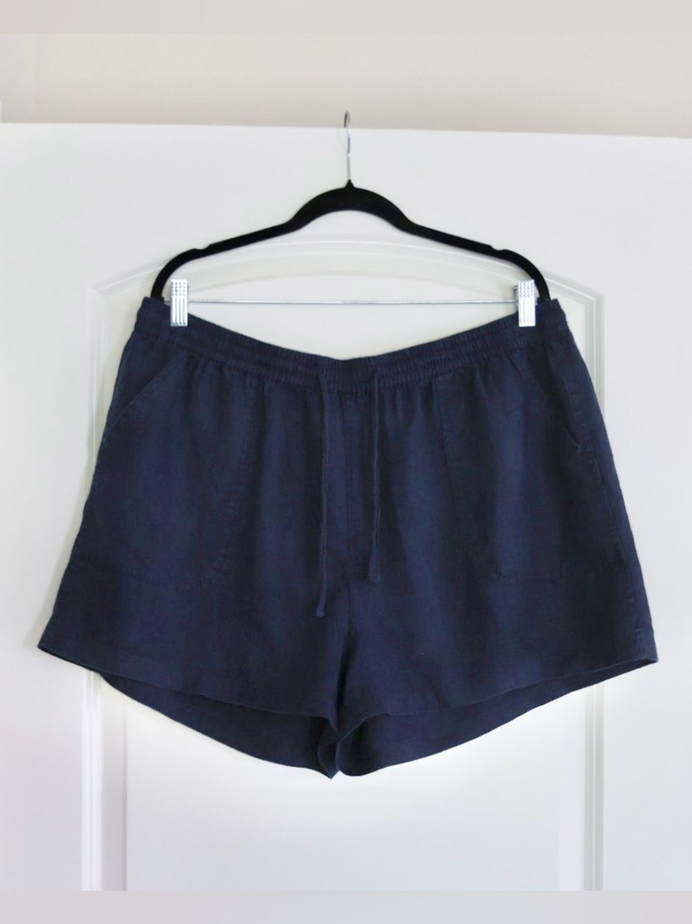 Quince 100% European Linen Shorts XL Deep Navy Drawstring Pockets